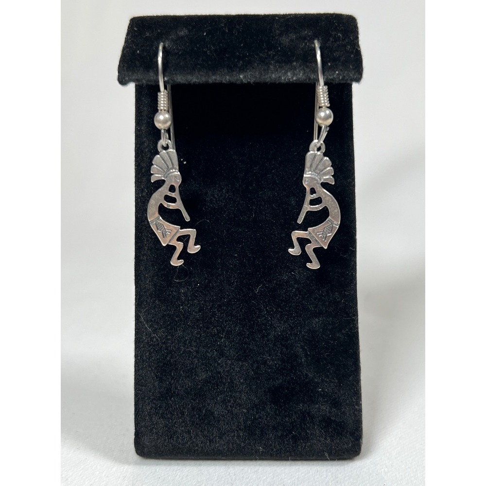 Sterling Silver Kokopelli Dangle Earrings Southwestern Tribal Jewelry Hook